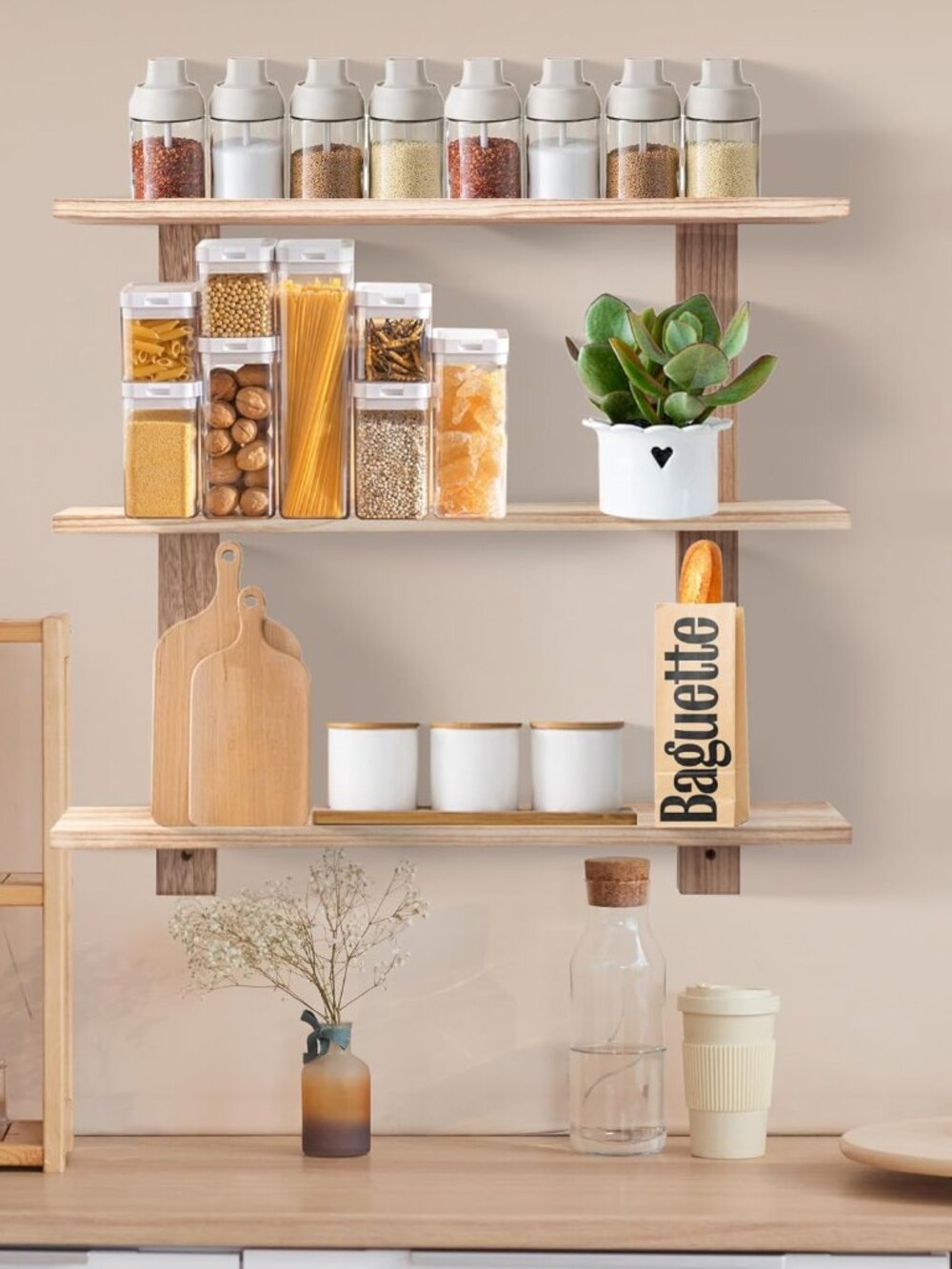 2 Sets  Wooden Country Rustic Floating Shelves